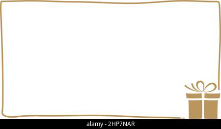 Christmas gold gift with border or frame as vector. Stock Vector