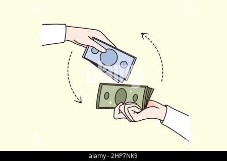 Money exchange and currency concept. Stock Vector