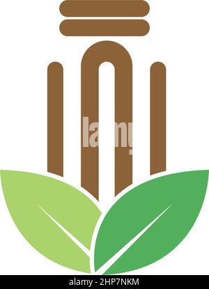 Pillar icon logo flat design template Stock Vector