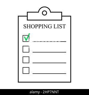 Line icon of shopping list, clipboard paper Stock Vector