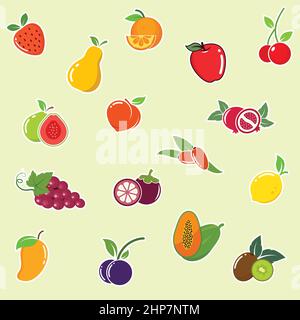 fruits clipart set vector illustration design template Stock Vector