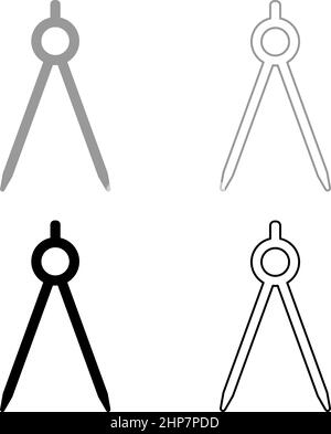 Divider circulus Circinus set icon grey black color vector illustration image flat style solid fill outline contour line thin Stock Vector
