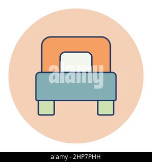 Single bed flat vector icon Stock Vector