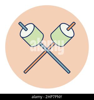 Marshmallow on wooden stick vector icon Stock Vector
