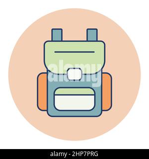 Camping backpack vector icon. Camping sign Stock Vector