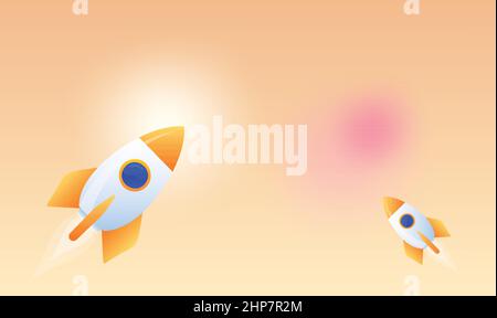 various space craft traveling on abstract background Stock Vector