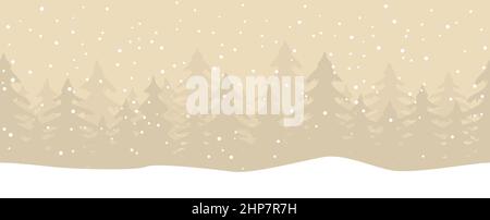 christmas landscape background with firs and snowfall Stock Vector