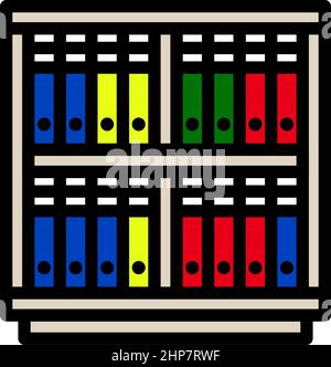 Office Cabinet With Folders Icon Stock Vector