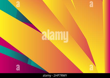 Construction futuristic concept vector artistic template copy space design. Neon yellow retro gradient colors. Abstract texture geometric shapes lines pattern. Striped tile graphic background banner Stock Vector