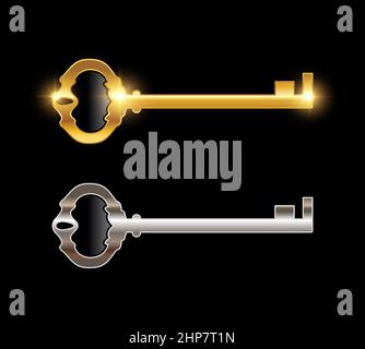 Gold and Silver Key Sign Stock Vector