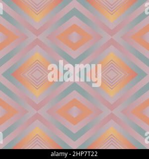 Geometric tile patchwork seamless pattern vector illustration Pastel pink blue gradient colors Fashion abstract lines graphic design background Stiped pattern Futuristic art wallpaper mosaic element Stock Vector