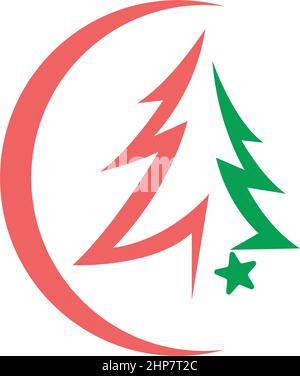 Christmas Tree icon flat design template Stock Vector
