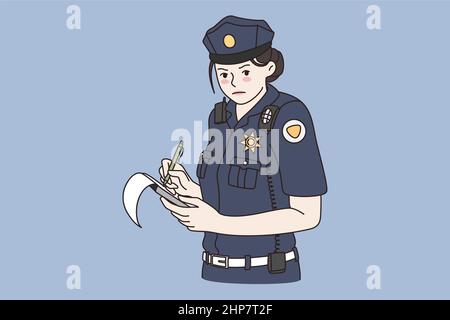 Working as policewoman and detective concept Stock Vector