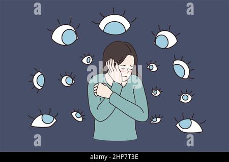 Suffering from evil eyes concept. Stock Vector