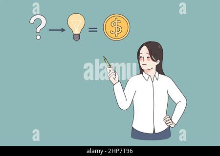 From question to making money concept. Stock Vector