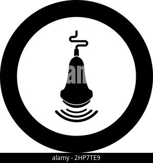 Ultrasound tool with wave medical diagnostic device equipment echograpy icon in circle round black color vector illustration image solid outline style Stock Vector