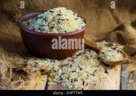 conventional grain and wild rice in a bowl Stock Photo