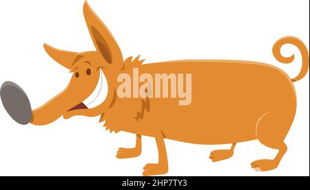 funny yellow dog cartoon animal character Stock Vector