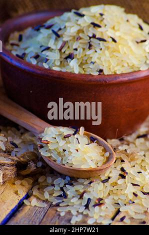 conventional grain and wild rice in a bowl Stock Photo