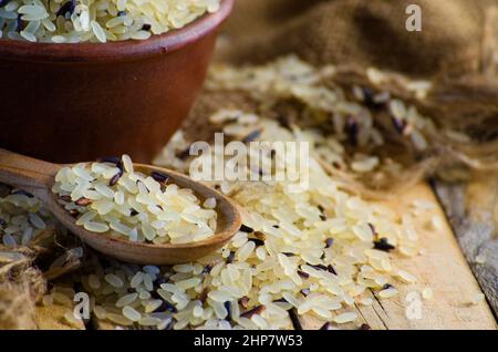conventional grain and wild rice in a bowl Stock Photo