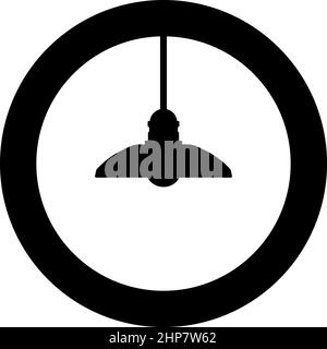 Chandelier Plafond hanging lamp icon in circle round black color vector illustration image solid outline style Stock Vector