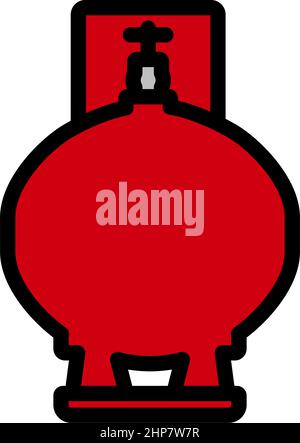 Red gas cylinder, illustration, vector on a white background Stock