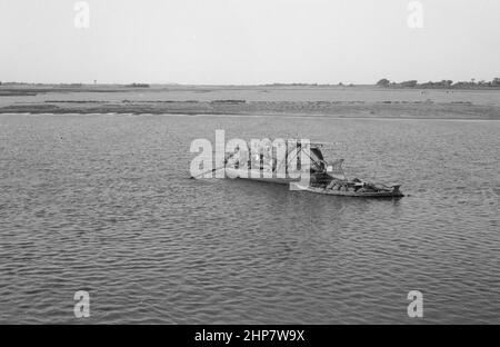 Middle East History: Native boat on the Blue Nile River near  Khartoum  Sudan  ca.  1936 Stock Photo