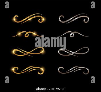 Golden and Silver Swirl Ornament Vector Sign Stock Vector
