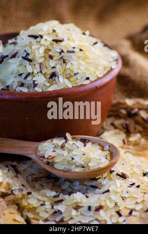 conventional grain and wild rice in a bowl Stock Photo