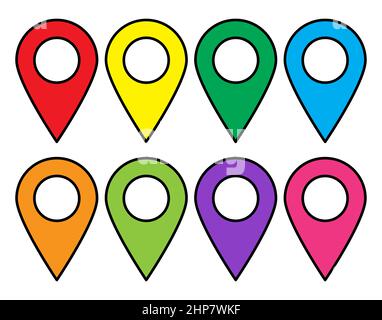 Set of map pin icons. Modern map markers. location pin sign. Vector icon isolated on white background Stock Vector