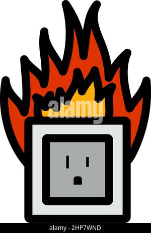 Electric Outlet Fire Icon Stock Vector