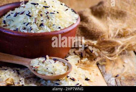 conventional grain and wild rice in a bowl Stock Photo