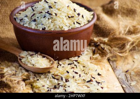 conventional grain and wild rice in a bowl Stock Photo