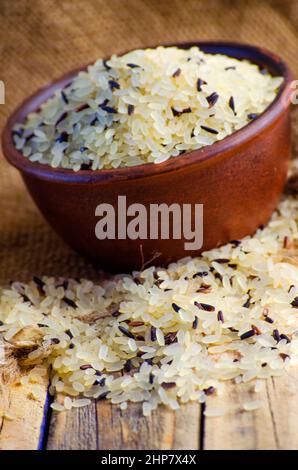 conventional grain and wild rice in a bowl Stock Photo