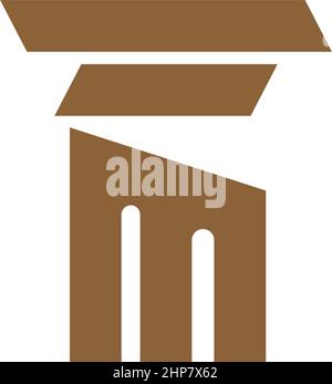 Pillar icon logo flat design template Stock Vector