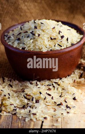 conventional grain and wild rice in a bowl Stock Photo