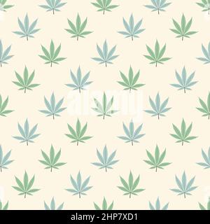 Seamless marijuana red and green leaves pattern. Stock Vector
