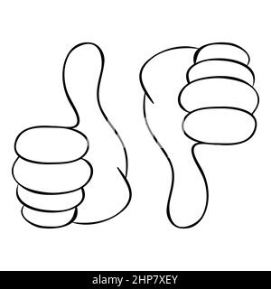 Thumb up and thumb down. outline hand gesture. Stock Vector