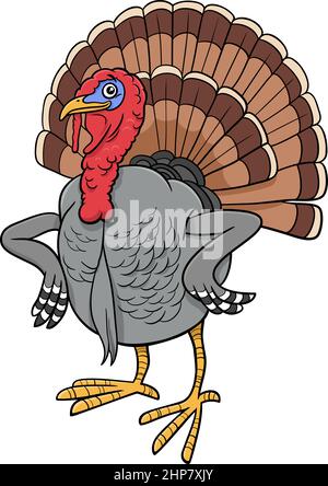 cartoon turkey bird farm animal character Stock Vector
