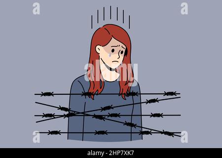 Captivity slavery and depression concept. Stock Vector