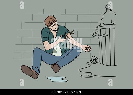 Drug addict and narcomaniac concept. Stock Vector