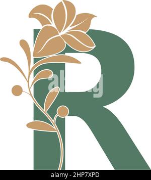 Letter H icon with lily beauty illustration template Stock Vector Image ...