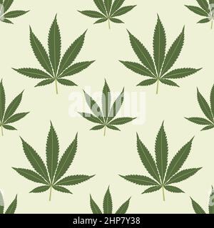 Seamless marijuana red and green leaves pattern. Stock Vector