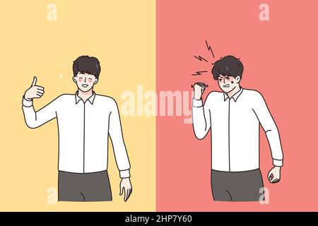 Contrasts in mood and expression concept Stock Vector
