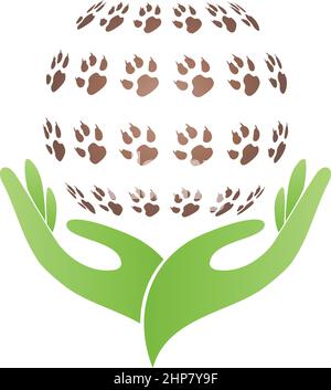 Two hands, dog paws, paw, dogs, logo Stock Vector