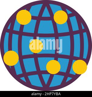Globe Connection Point Icon Stock Vector