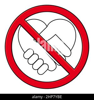 Handshake forbidden outline vector sign. No collaboration sign on white background. No dealing icon isolated Stock Vector