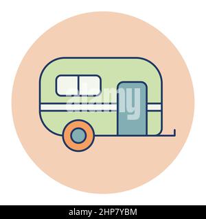 Caravan trailer vector icon. Camping sign Stock Vector