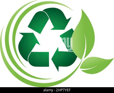 Recycling arrows, leaf, recycling, environment, logo, icon Stock Vector