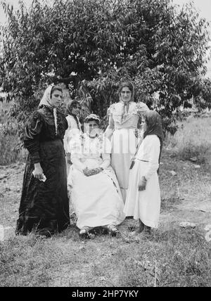 Middle East History: Costumes characters etc. Nazareth bride  Location:  Israel--Nazareth  ca.  1900 Stock Photo